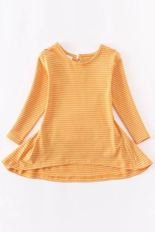 Mustard Stripe Basic Shirt for Girls
